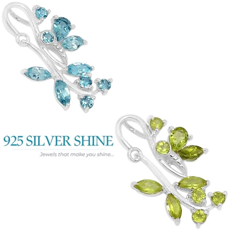 925 Solid Silver Pendants In Blue Topaz Gemstone Jewelry 925SSP328-1_1