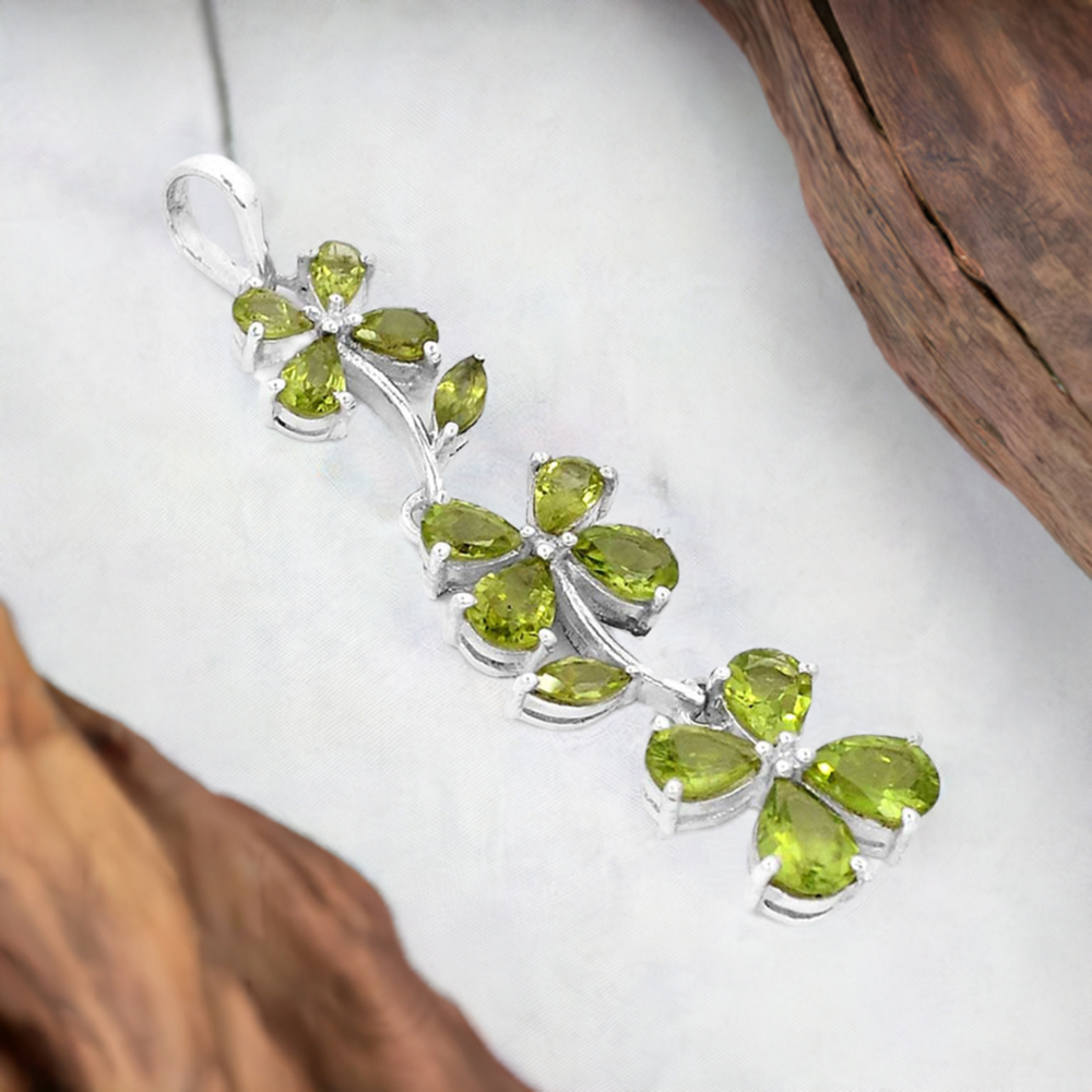 Peridot Gemstone Pendants In Solid Sterling Silver Jewelry 925SSP329-2