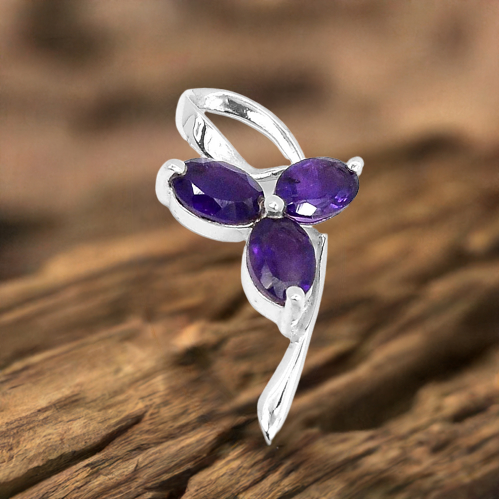 Amethyst Gemstone Pendants In Fine Sterling Silver Jewelry 925SSP330-1