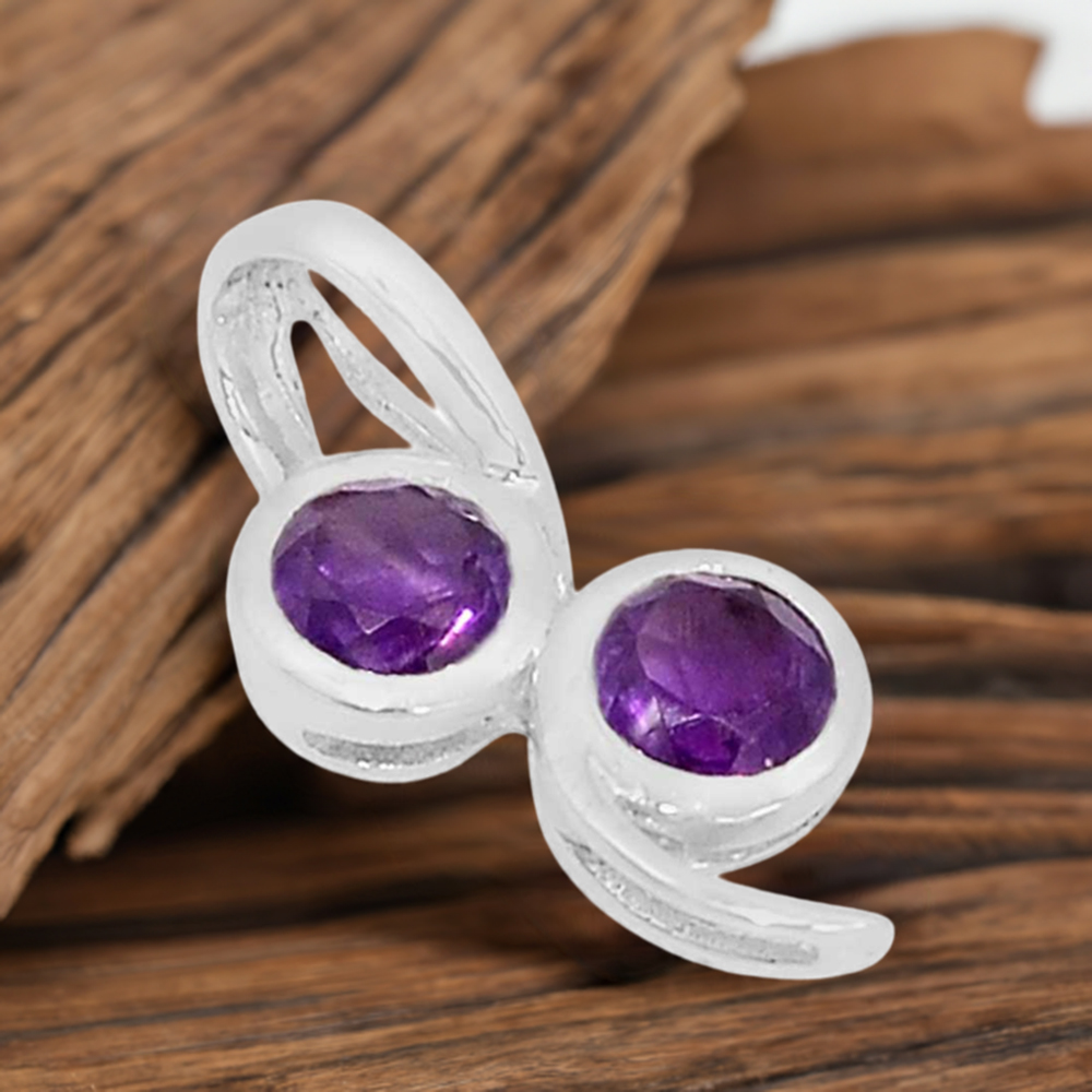Amethyst Gemstone Pendants In 925 Fine Silver Jewelry 925SSP331-1