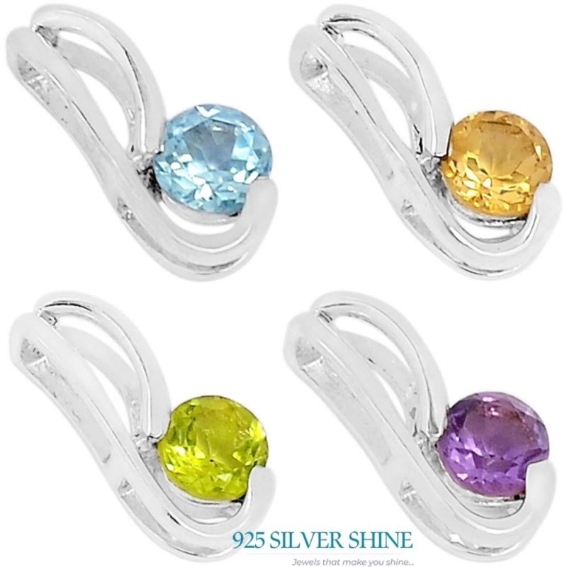 Blue Topaz Gemstone Pendants In Fine Sterling Silver Jewelry 925SSP332-2_2