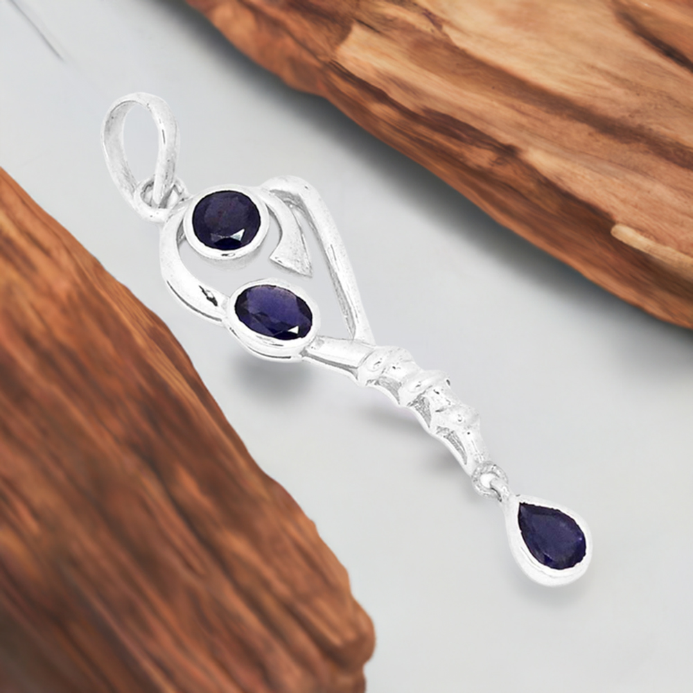 Iolite Gemstone Pendants In 925 Fine Silver Jewelry 925SSP333-5