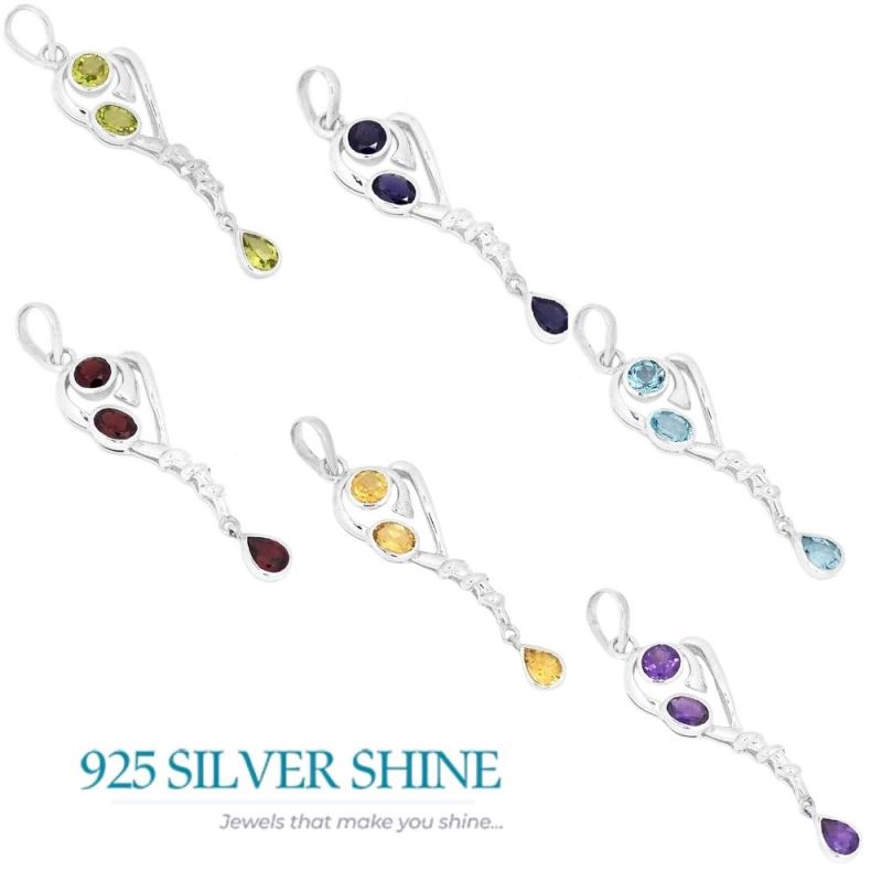 Iolite Gemstone Pendants In 925 Fine Silver Jewelry 925SSP333-5_2