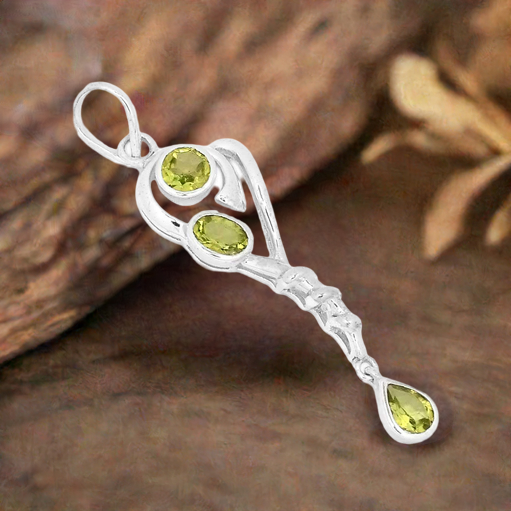 Peridot Gemstone Handmade Pendants In 925 Sterling Silver Jewelry 925SSP333-6