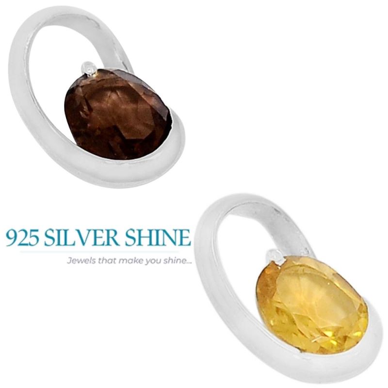 Smokey Gemstone Pendants In Fine Sterling Silver Jewelry 925SSP334-2_2