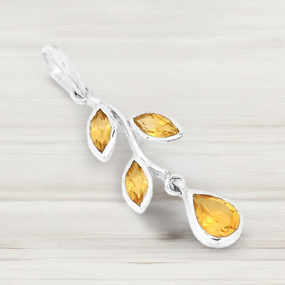 Citrine Gemstone Pendants In 925 Fine Silver Jewelry 925SSP336