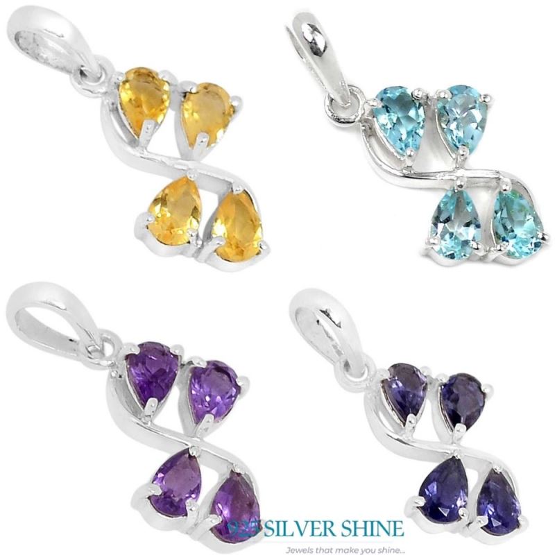 Fine Sterling Silver Pendants In Citrine Gemstone Jewelry 925SSP339-3_1