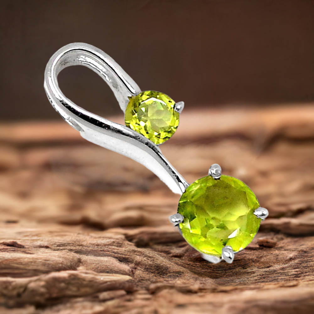 Solid Sterling Silver Handmade Pendants In Peridot Gemstone Jewelry 925SSP340-3