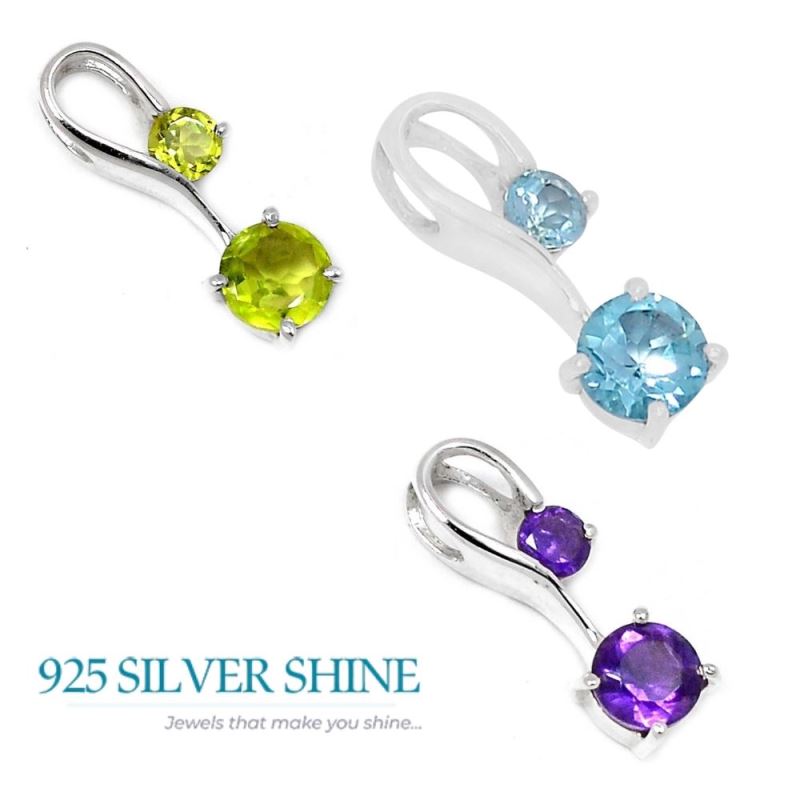 Solid Sterling Silver Handmade Pendants In Peridot Gemstone Jewelry 925SSP340-3_2