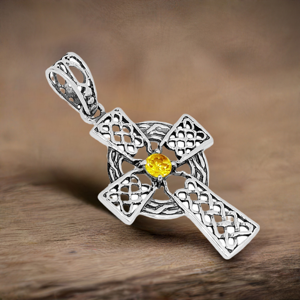 Fine Sterling Silver Pendants In Citrine Gemstone Jewelry 925SSP342-2