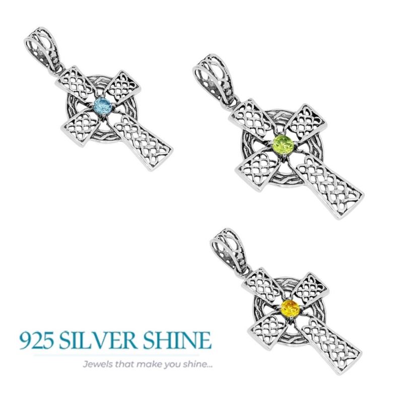 Fine Sterling Silver Pendants In Citrine Gemstone Jewelry 925SSP342-2_3