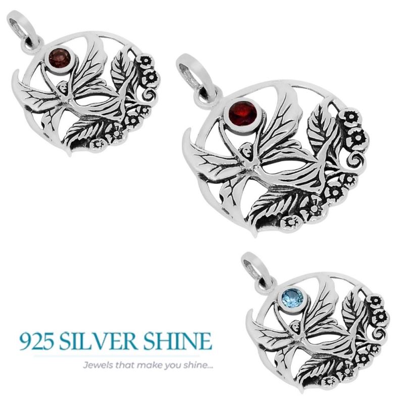 Solid Sterling Silver Handmade Pendants In Smokey Gemstone Jewelry 925SSP343-3_1