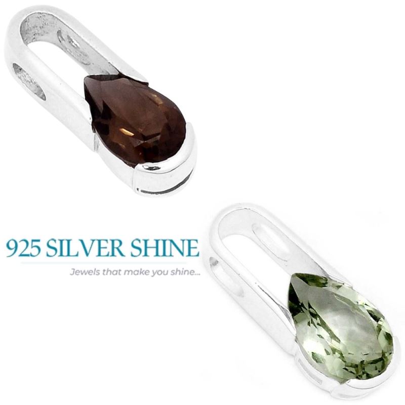 Fine Sterling Silver Pendants In Green Amethyst Gemstone Jewelry 925SSP344-1_3