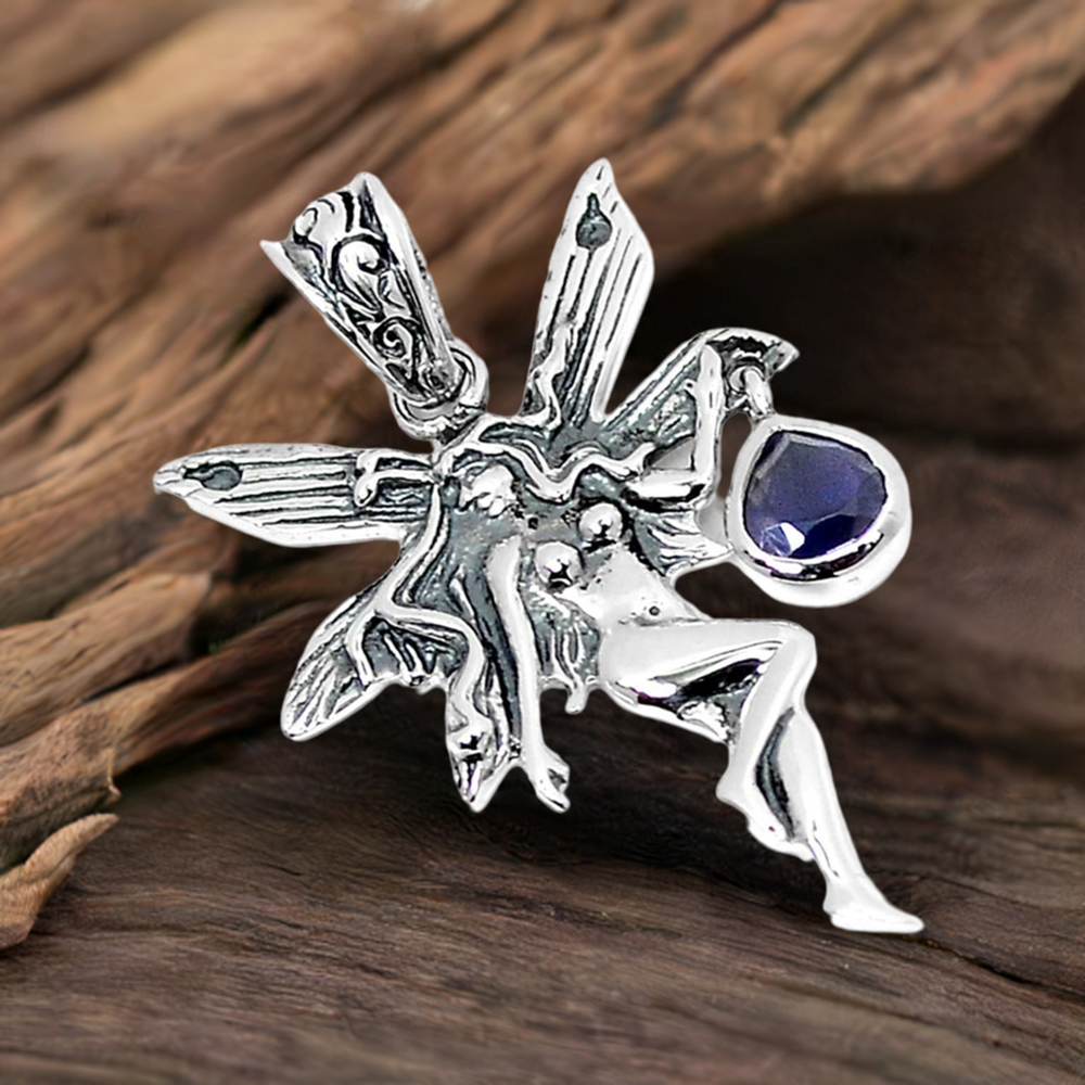 Solid Sterling Silver Handmade Pendants In Iolite Gemstone Jewelry 925SSP345-3