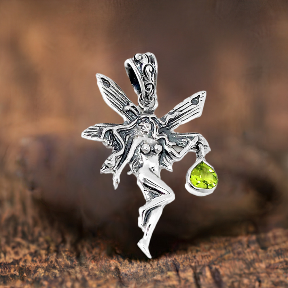 Fine Sterling Silver Pendants In Peridot Gemstone Jewelry 925SSP345-4