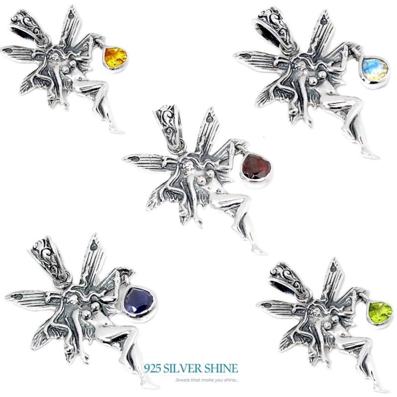 Fine Sterling Silver Pendants In Peridot Gemstone Jewelry 925SSP345-4_2