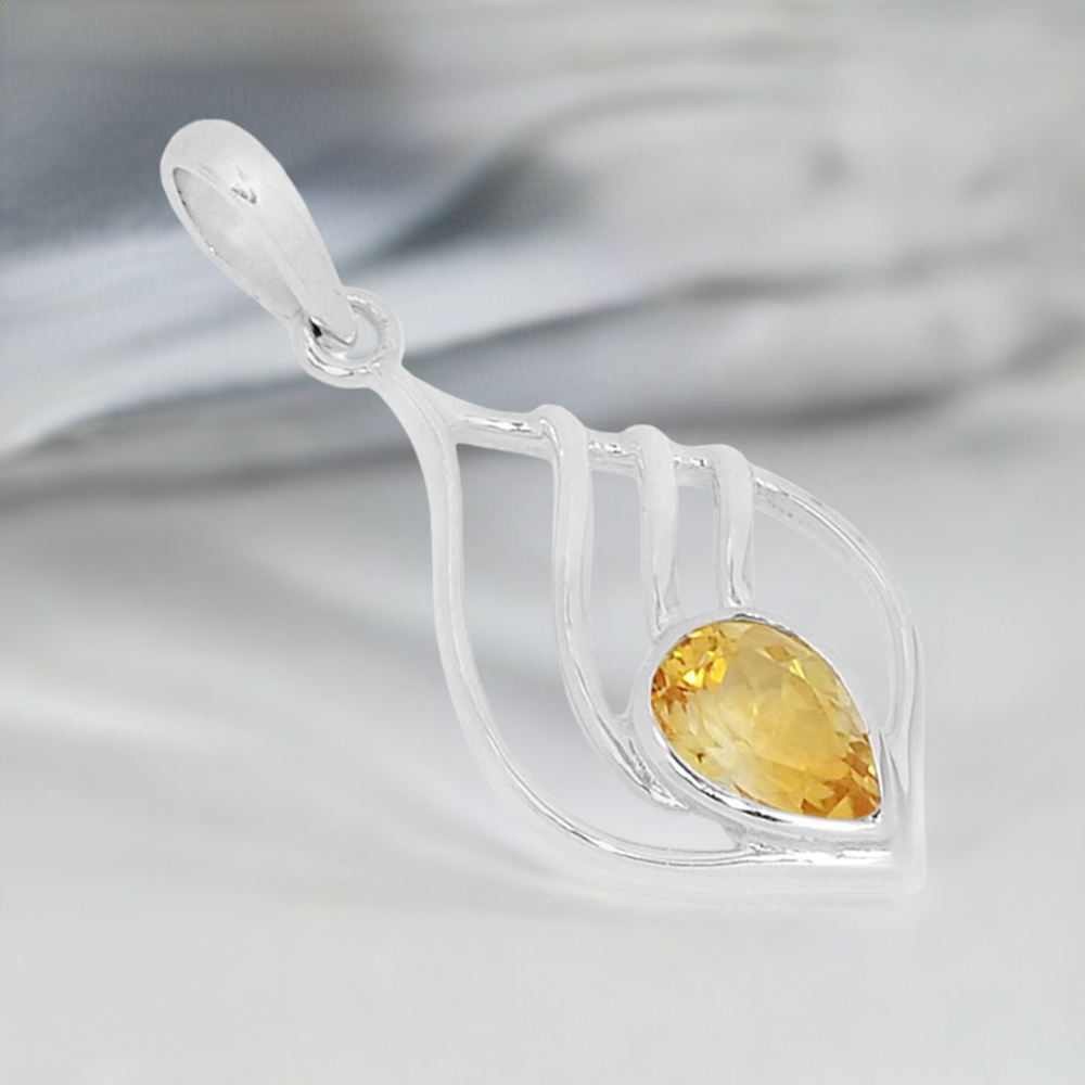 925 Fine Silver Pendants In Citrine Gemstone Jewelry 925SSP346-1