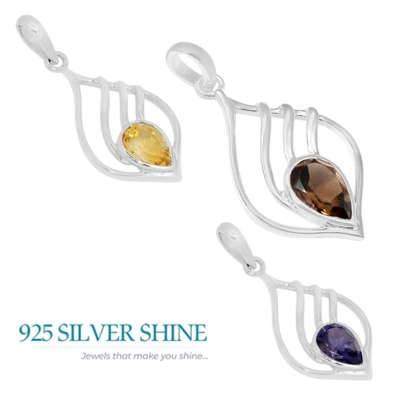 925 Fine Silver Pendants In Citrine Gemstone Jewelry 925SSP346-1_2