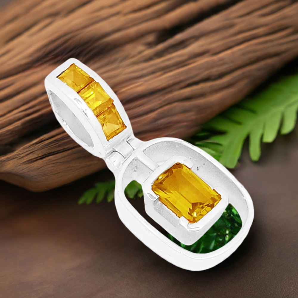 Citrine Gemstone Handmade Pendants In Solid Sterling Silver Jewelry 925SSP350-1