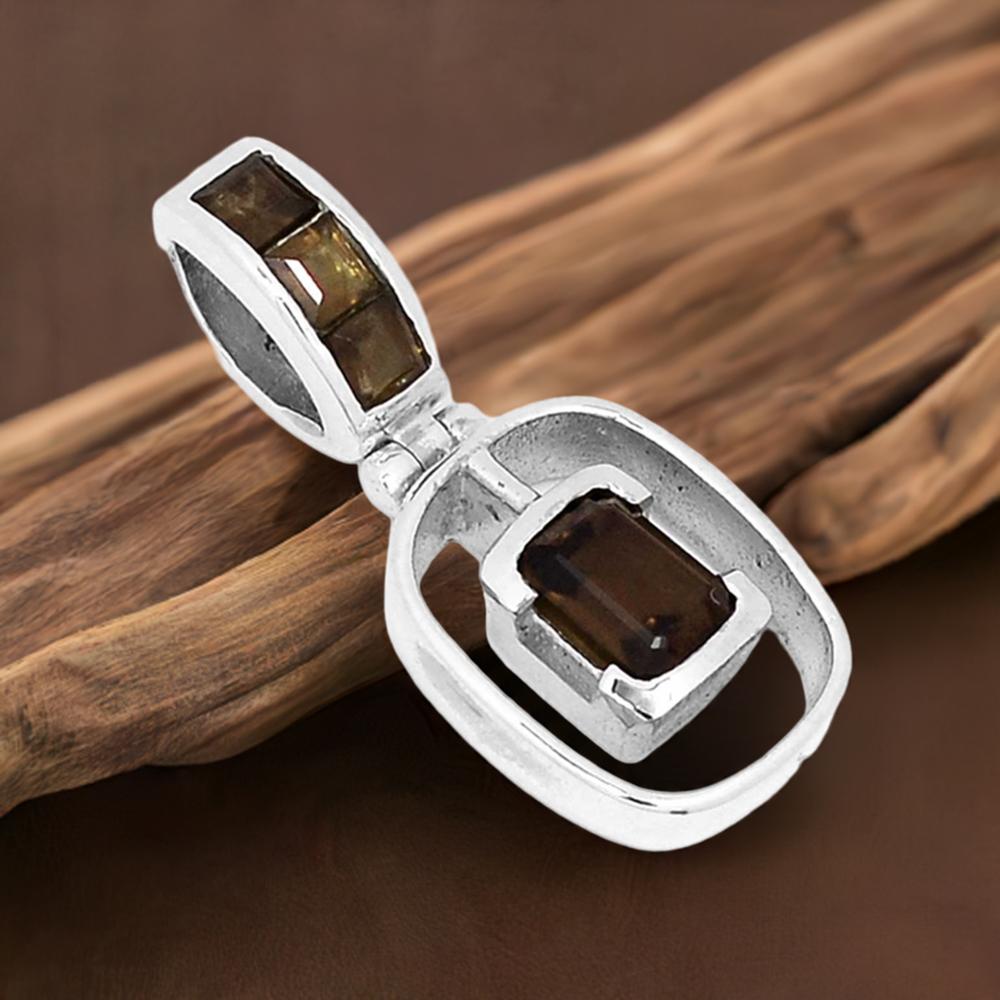 Smokey Gemstone Pendants In 925 Solid Silver Jewelry 925SSP350-3