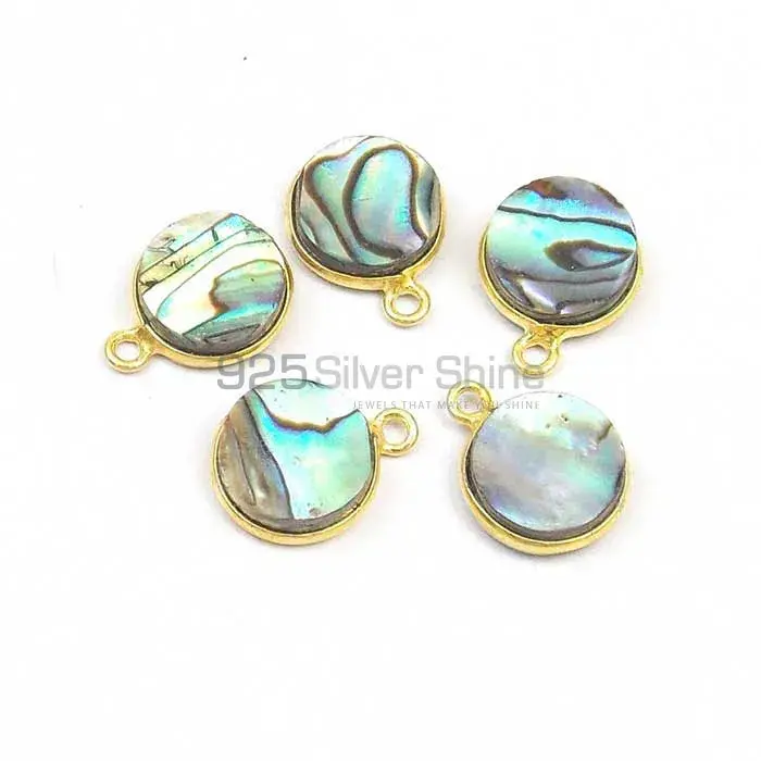 Abalone Shell Round Gemstone Double Bail Bezel Sterling Silver Gold Vermeil Connector 925GC147_5