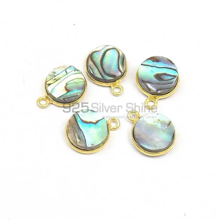 Abalone Shell Round Gemstone Double Bail Bezel Sterling Silver Gold Vermeil Connector 925GC147_6