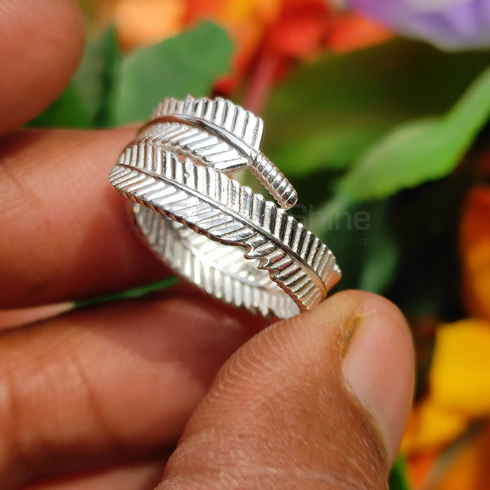 Adjustable Feather Sterling Silver Ring SSR74_3