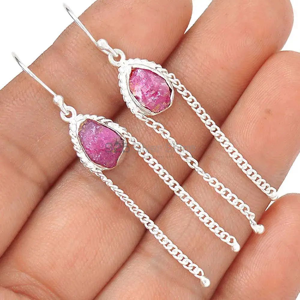 925 Sterling Silver Earrings In Dyed Ruby Gemstone Jewelry 925SE2071_1