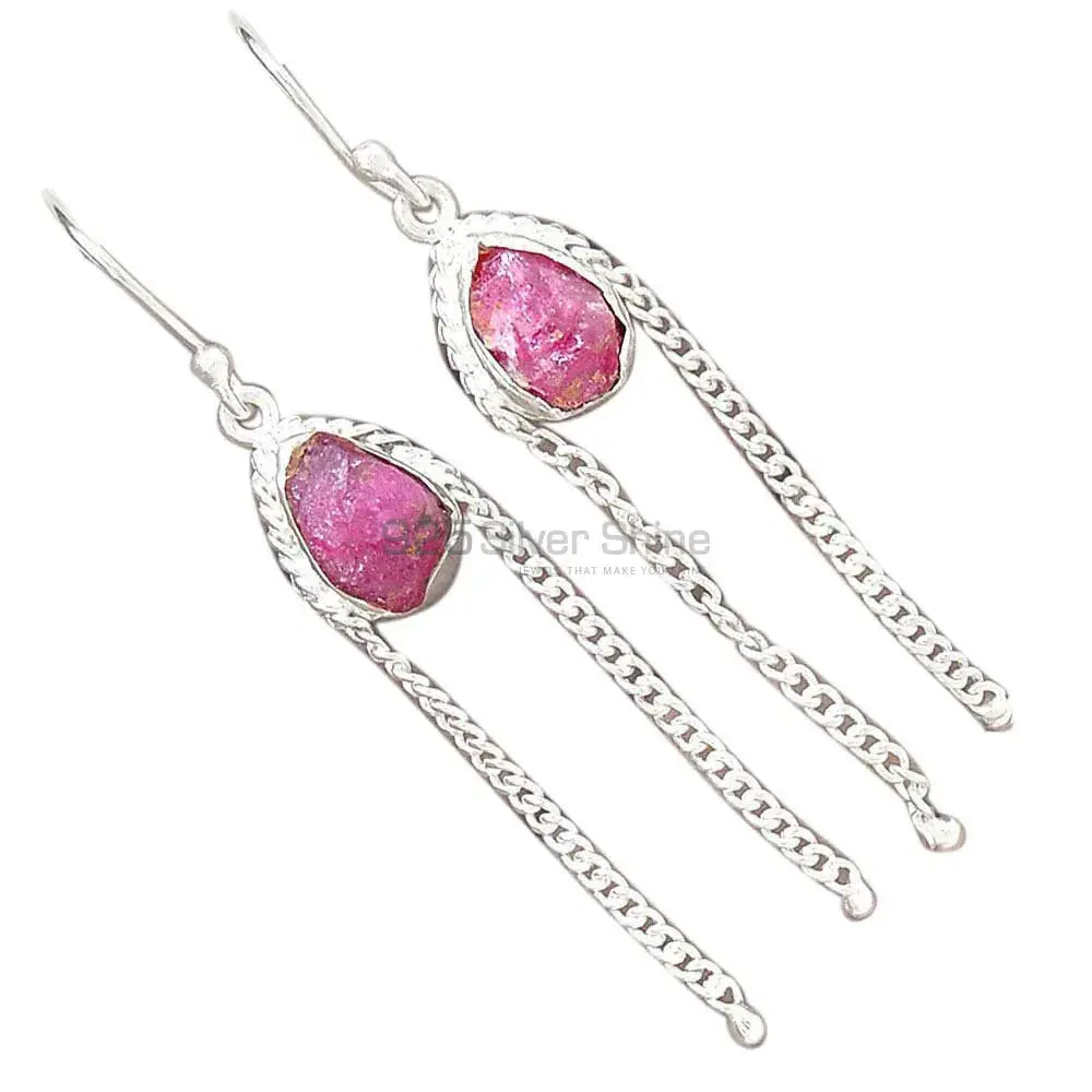 925 Sterling Silver Earrings In Dyed Ruby Gemstone Jewelry 925SE2071_2