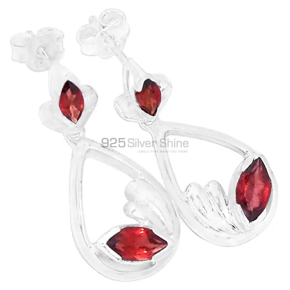 925 Sterling Silver Earrings In Garnet Gemstone Jewelry 925SE435_0