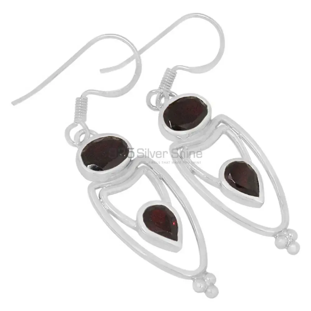 925 Sterling Silver Earrings In Garnet Gemstone Jewelry 925SE593_0