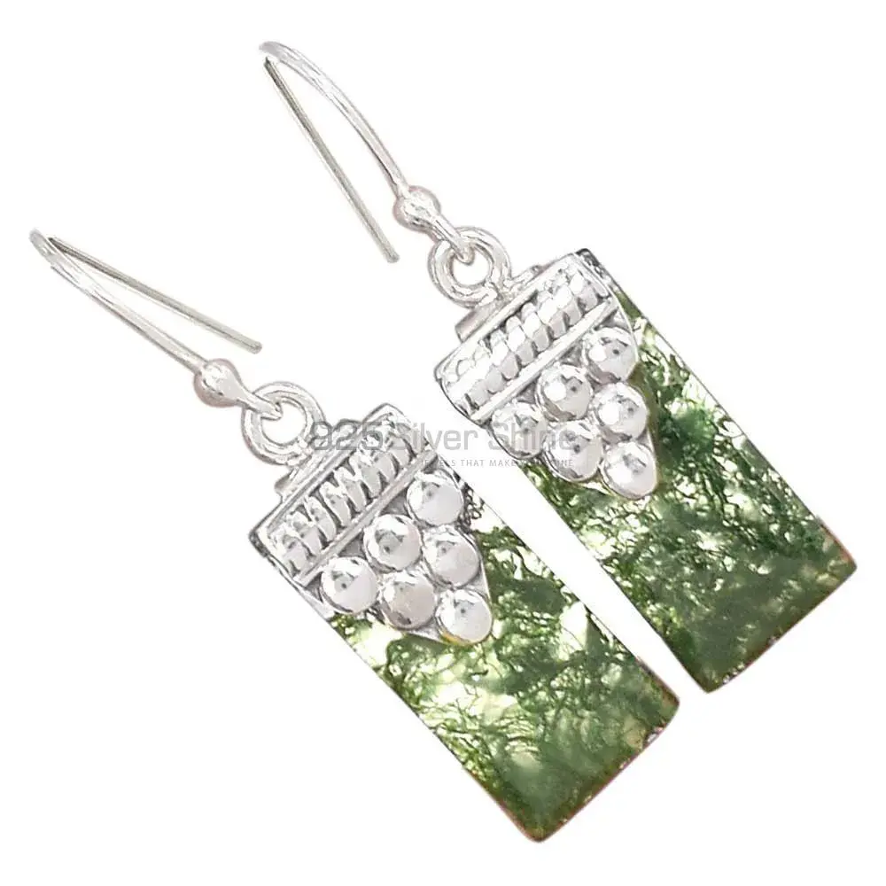 925 Sterling Silver Earrings In Moos Agate Gemstone Jewelry 925SE2466_2