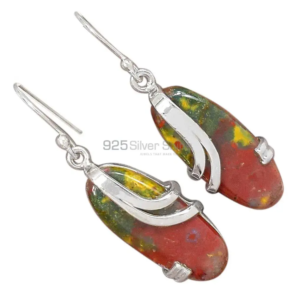 925 Sterling Silver Earrings In Blood Stone Gemstone Jewelry 925SE2081_2