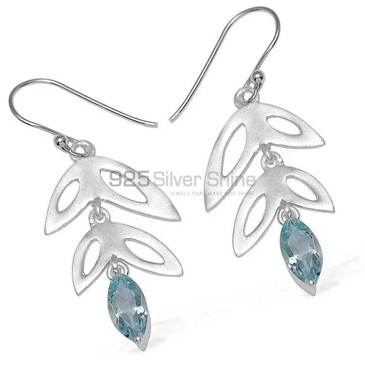 925 Sterling Silver Earrings In Blue Topaz Gemstone Jewelry 925SE761_1