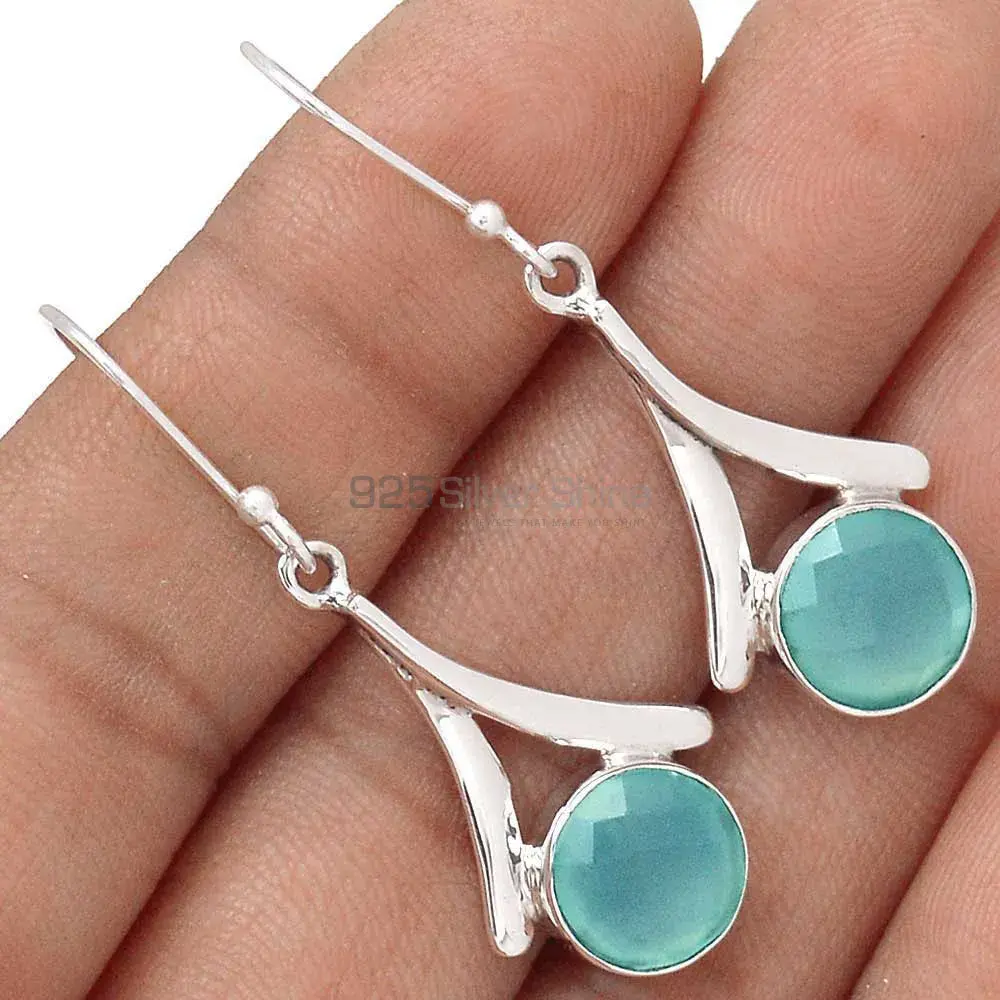 925 Sterling Silver Earrings In Chalcedony Gemstone Jewelry 925SE2160_1