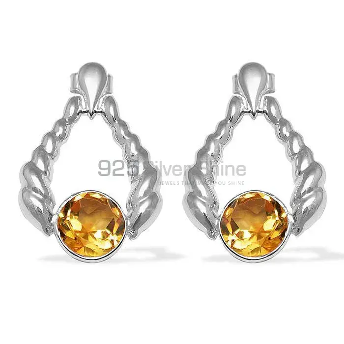 925 Sterling Silver Earrings In Citrine Gemstone Jewelry 925SE1077_0