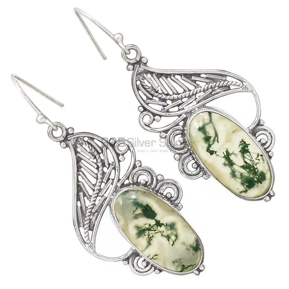925 Sterling Silver Earrings In Moos Agate Gemstone Jewelry 925SE2952_2