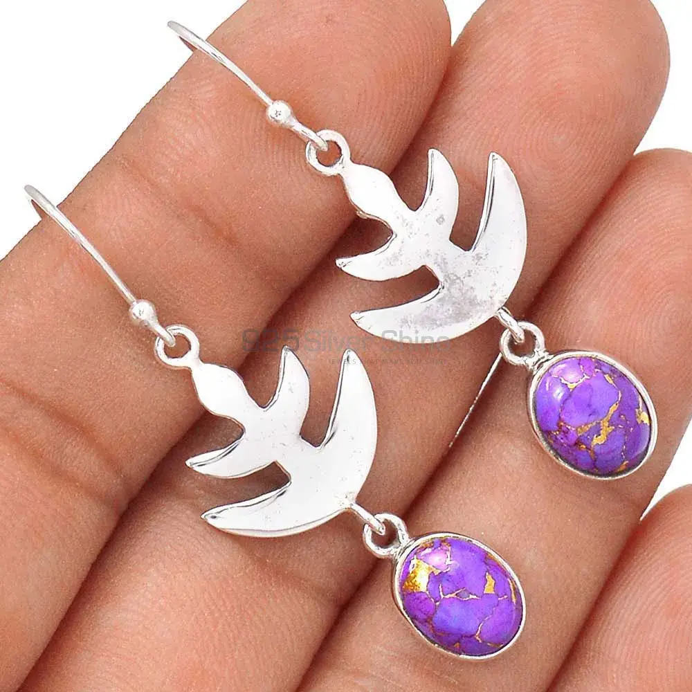 925 Sterling Silver Handmade Earrings In Mohave Purple Turquoise Gemstone Jewelry 925SE2170_1