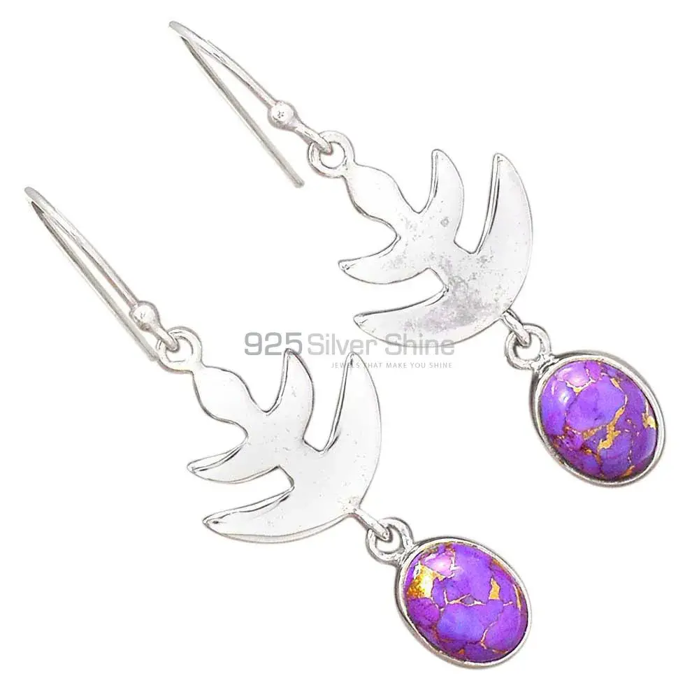 925 Sterling Silver Handmade Earrings In Mohave Purple Turquoise Gemstone Jewelry 925SE2170_2