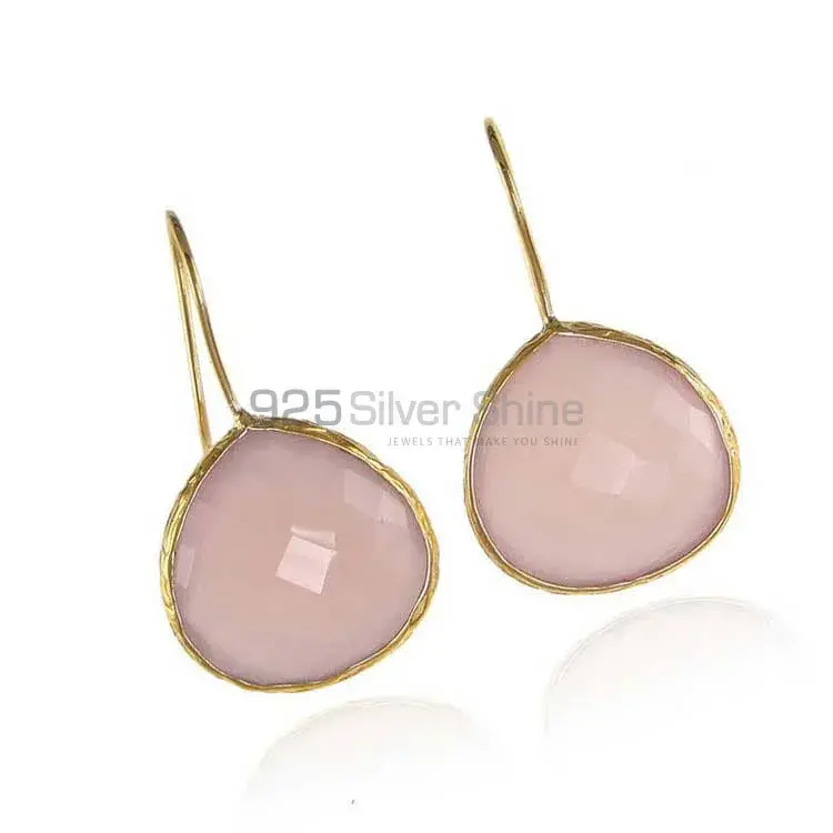 925 Sterling Silver Handmade Earrings In Rose Quartz Gemstone Jewelry 925SE1990_1