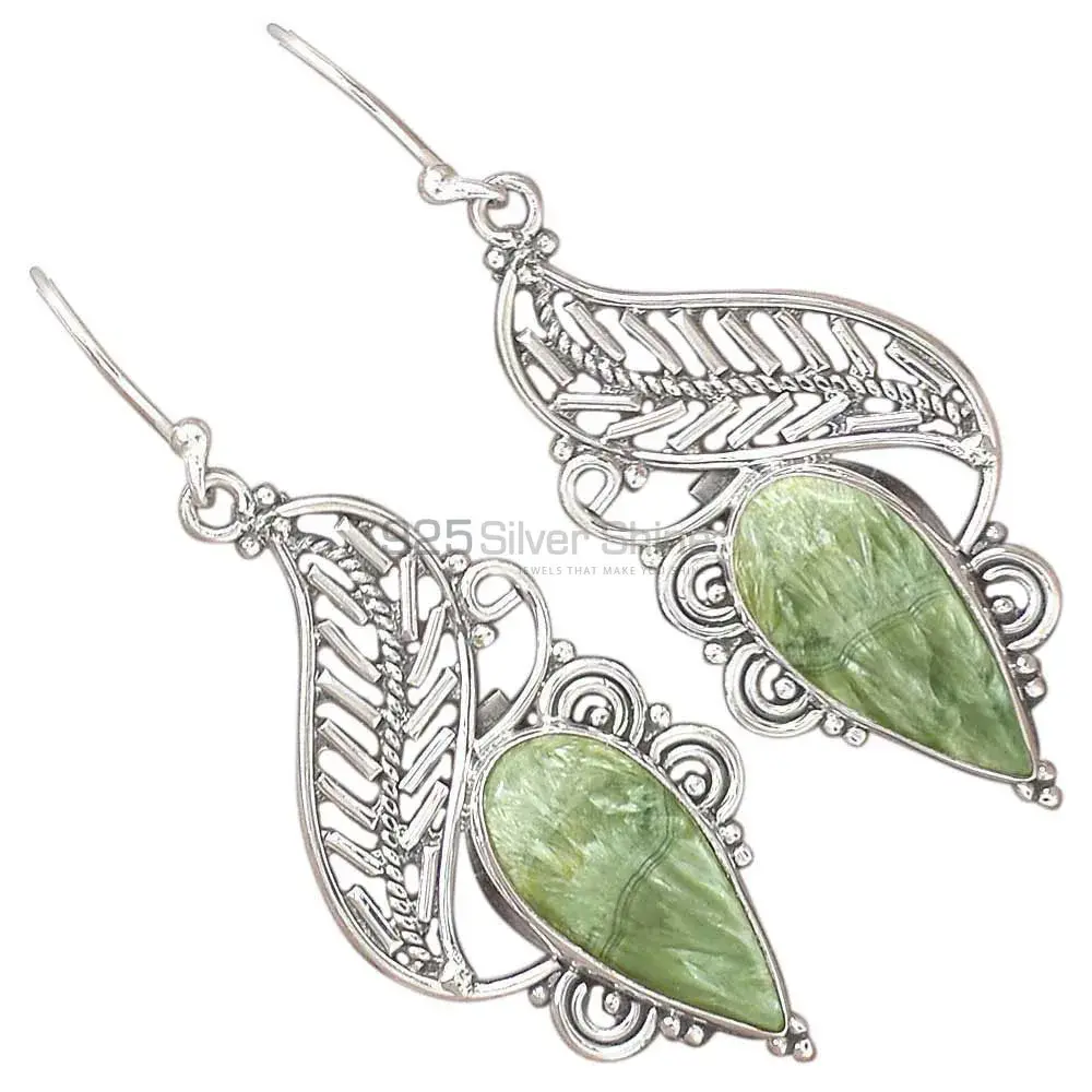 925 Sterling Silver Handmade Earrings In Seraphinite Gemstone Jewelry 925SE2962_2