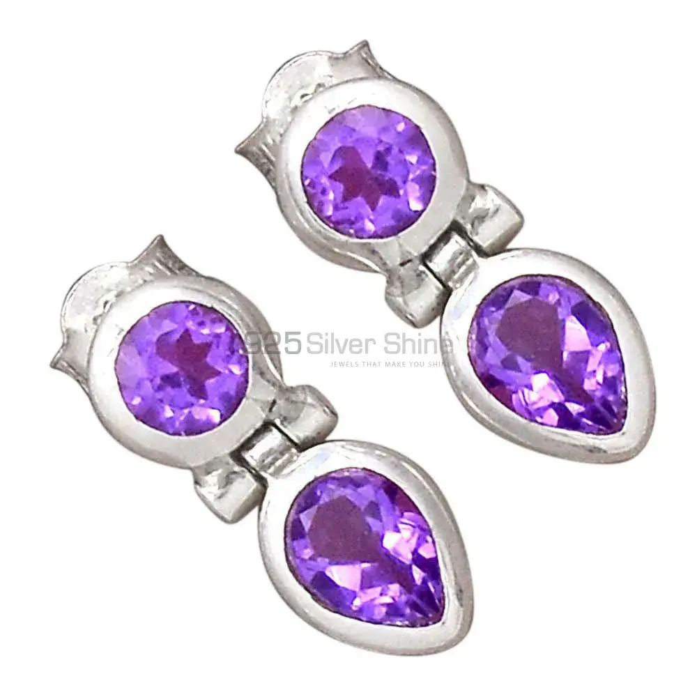 925 Sterling Silver Handmade Earrings In Amethyst Gemstone Jewelry 925SE2701_1