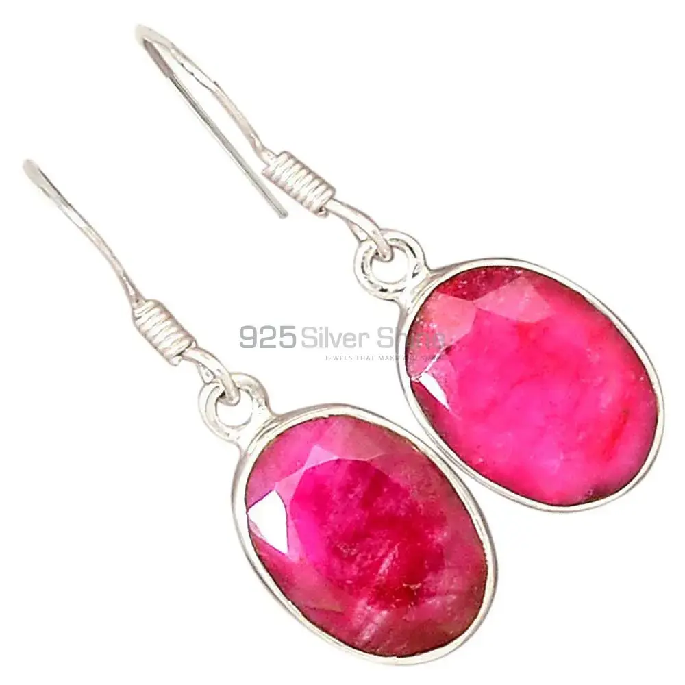 925 Sterling Silver Handmade Earrings In Dyed Ruby Gemstone Jewelry 925SE2392_2