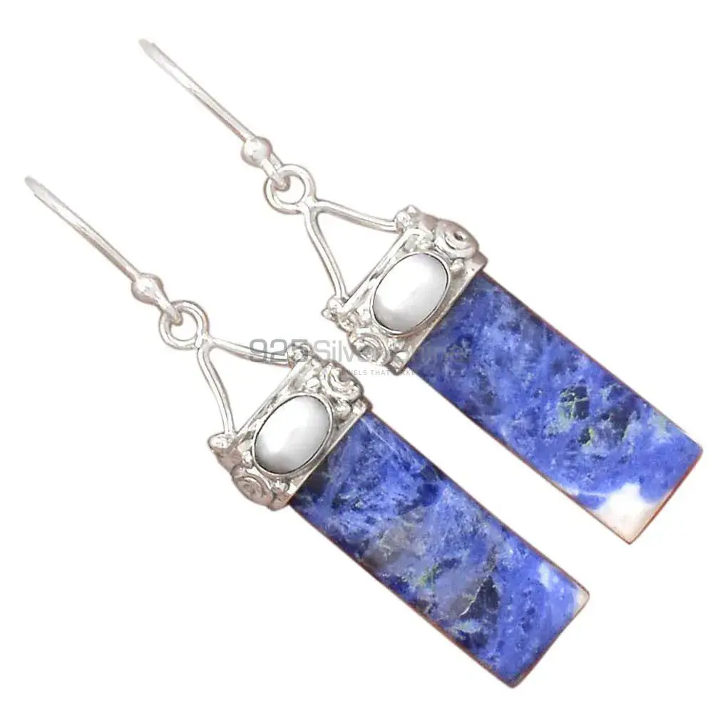 925 Sterling Silver Handmade Earrings In Multi Gemstone Jewelry 925SE3105_2