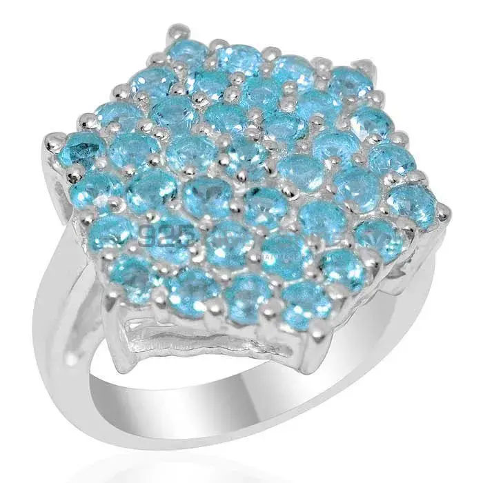 925 Sterling Silver Handmade Rings In Blue Topaz Gemstone Jewelry 925SR2057