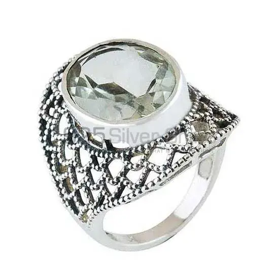 Handmade Green Amethyst Cut Stone Rings 925SR4091_1