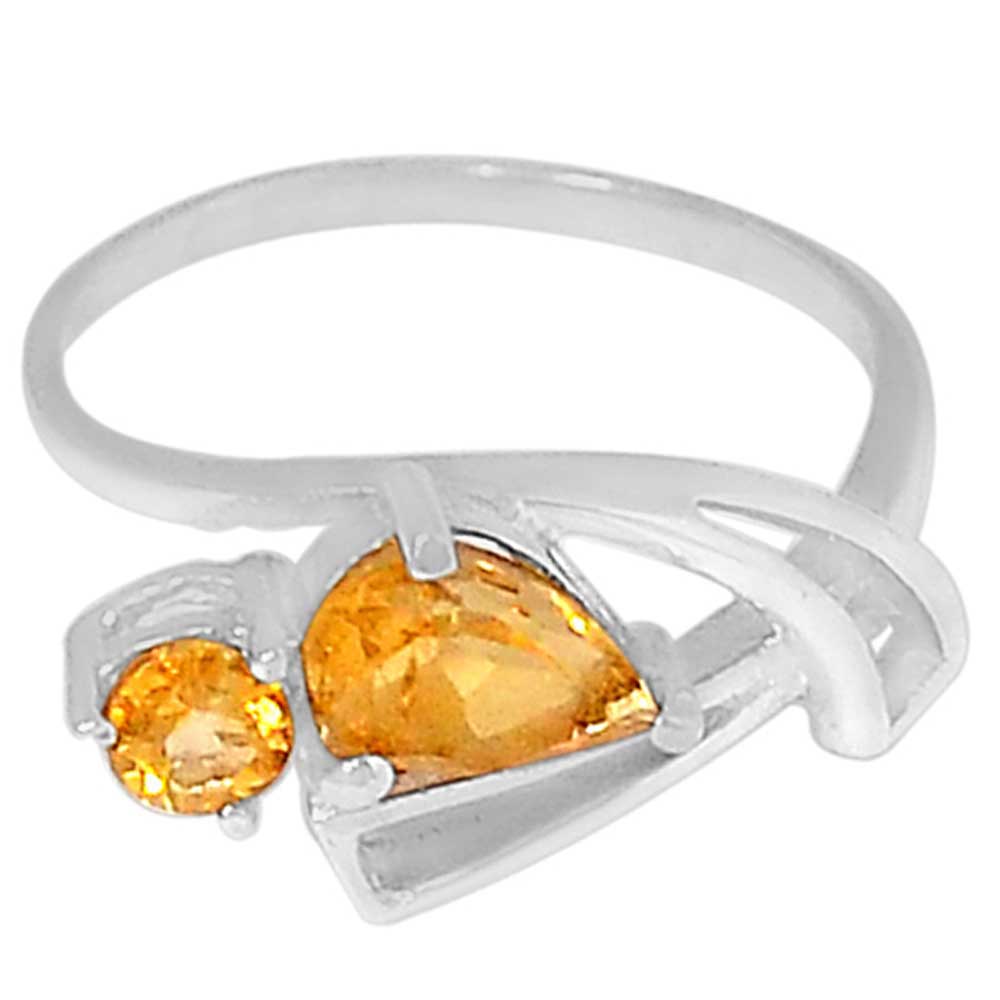925 Sterling Silver Handmade Rings In Citrine Gemstone Jewelry 925SR897