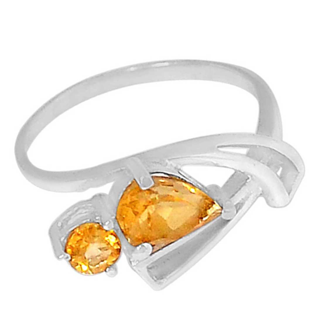 925 Sterling Silver Handmade Rings In Citrine Gemstone Jewelry 925SR897_0