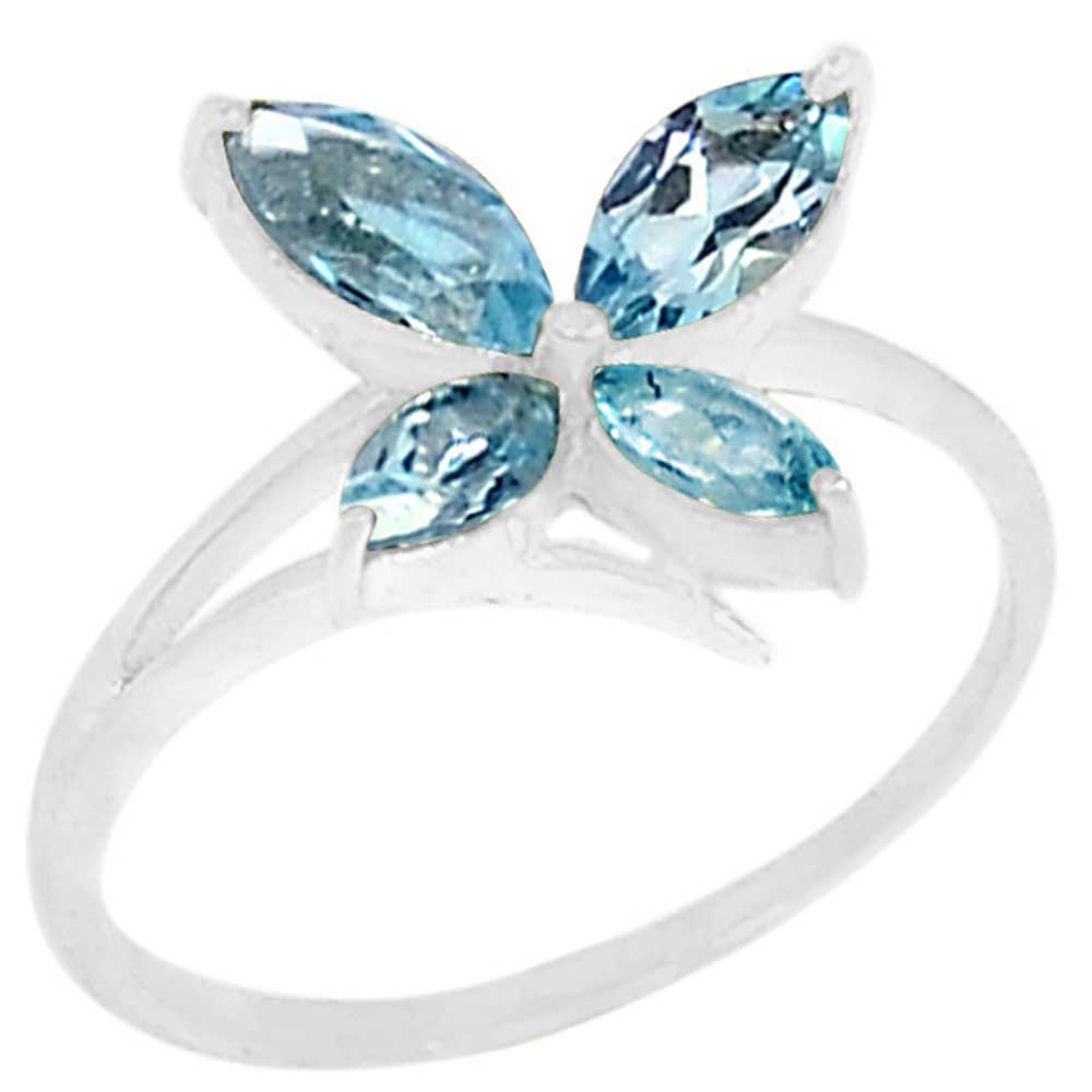 925 Sterling Silver Rings In Blue Topaz Gemstone Jewelry 925SR892