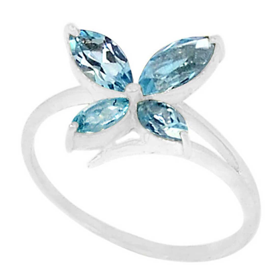 925 Sterling Silver Rings In Blue Topaz Gemstone Jewelry 925SR892_0
